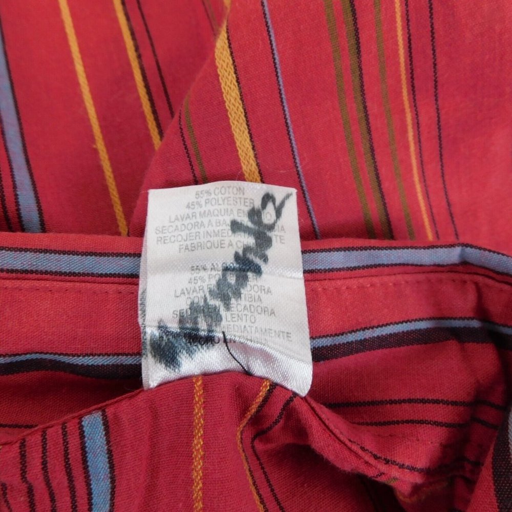 White Horse Pearl Snap Up Men Red with Stripes Shirt Western Rockabilly Size L - Picture 9 of 10
